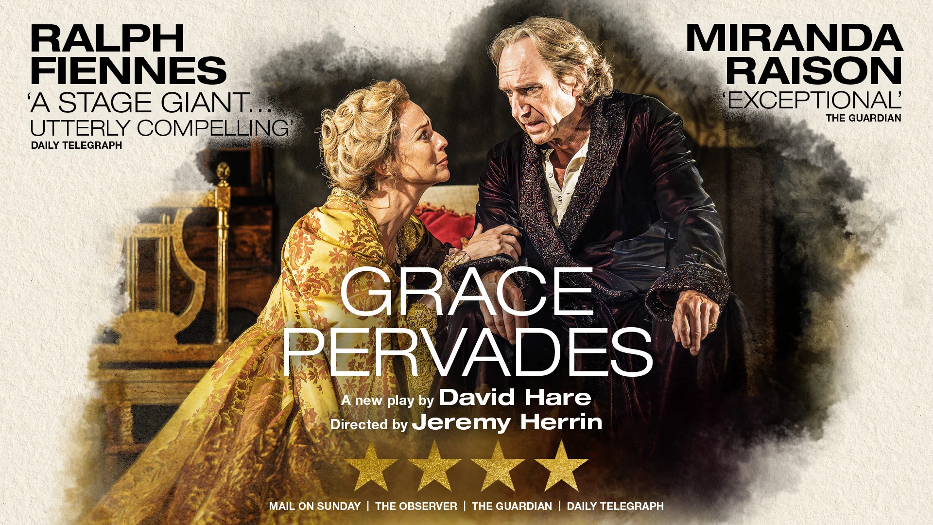 Ralph Fiennes and Miranda Raison in Grace Pervades at the Theatre Royal Haymarket