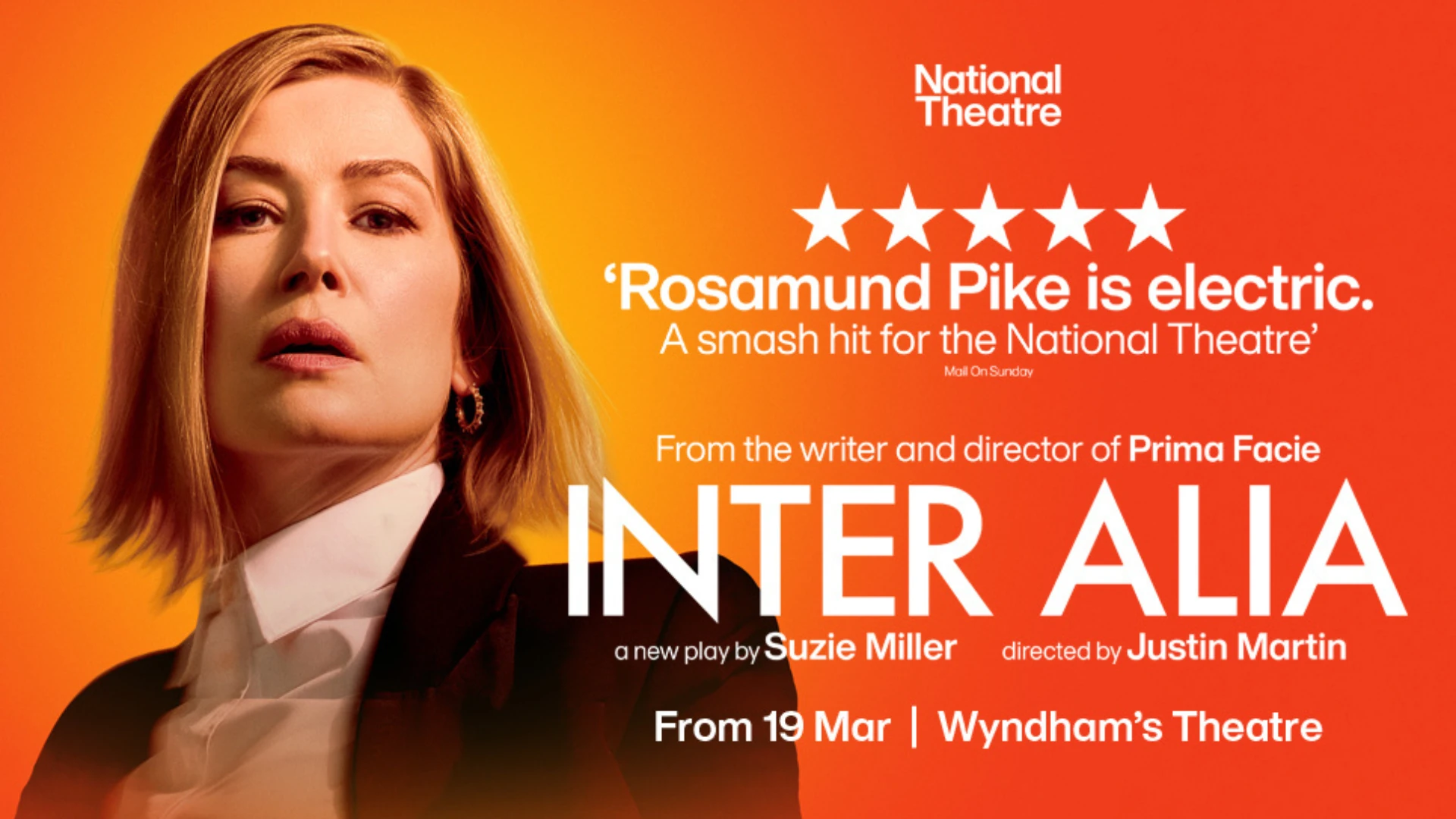 Rosamund Pike stars in Inter Alia at Wyndham's Theatre in London starting 19 March 2026