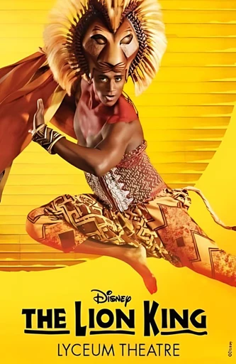 Simba on the savannah at Disney's The Lion King at the Lyceum Theatre in London