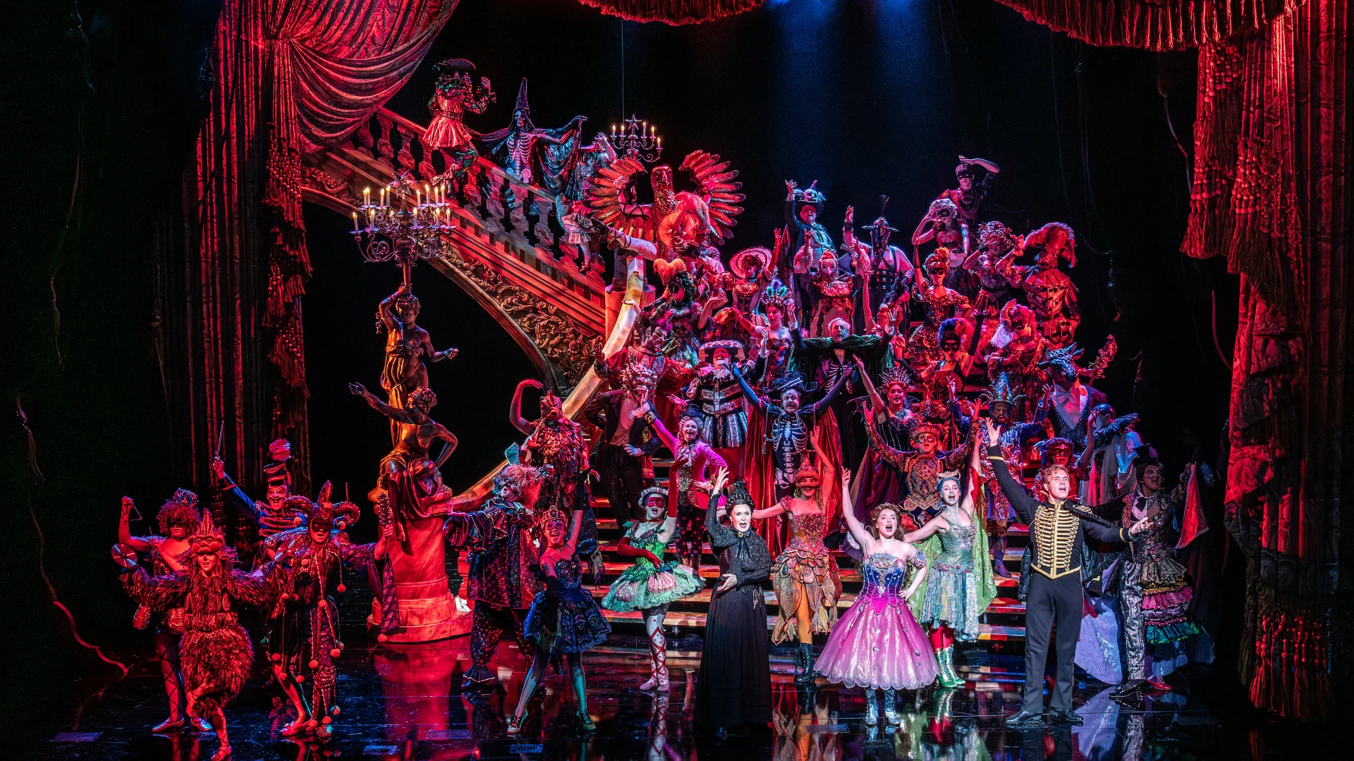 London's Phantom of the Opera. Dean Chisnall as The Phantom and Lily Kerhoas as Christine. Photo by Johan Persson