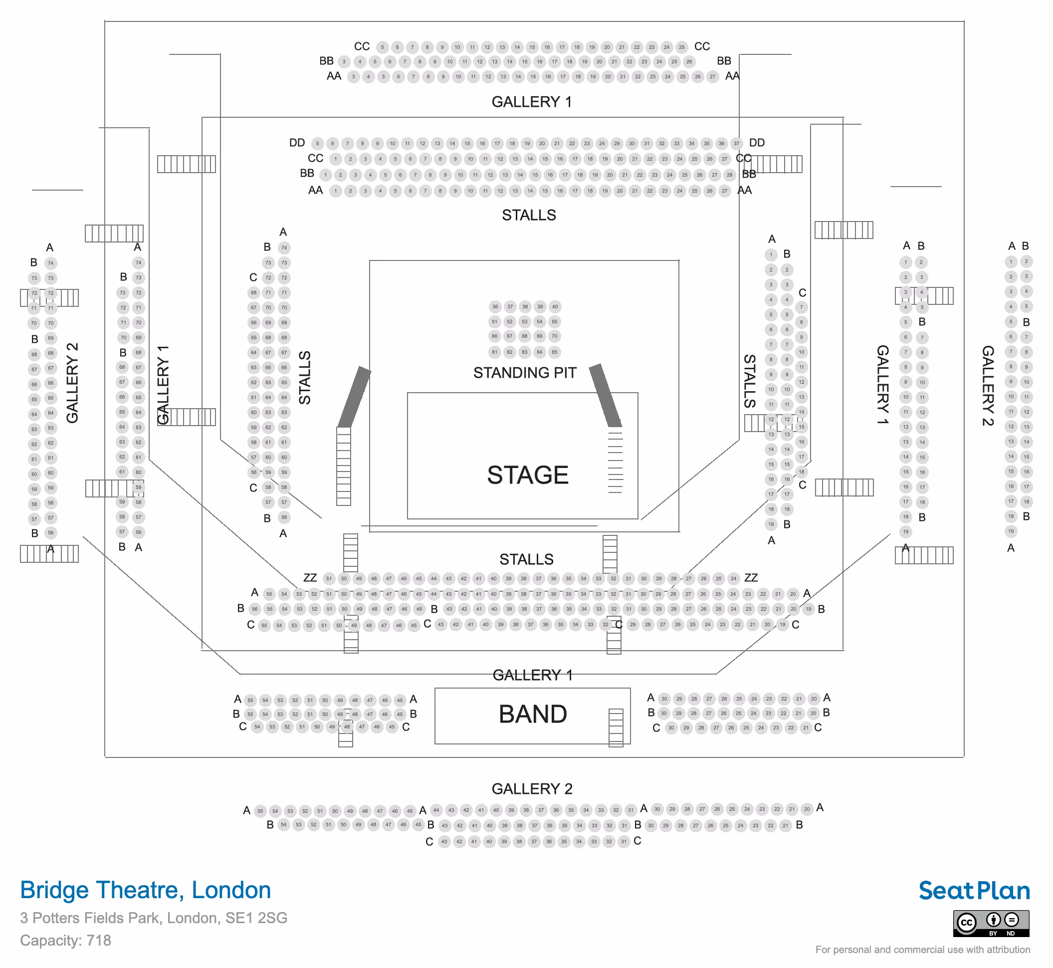Bridge Theatre seating plan