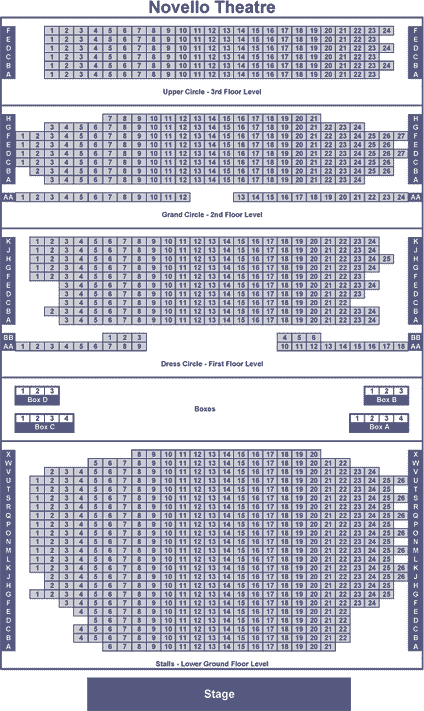 Novello Theatre seating plan