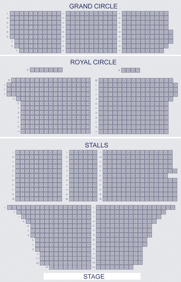 Shaftesbury Theatre seating plan